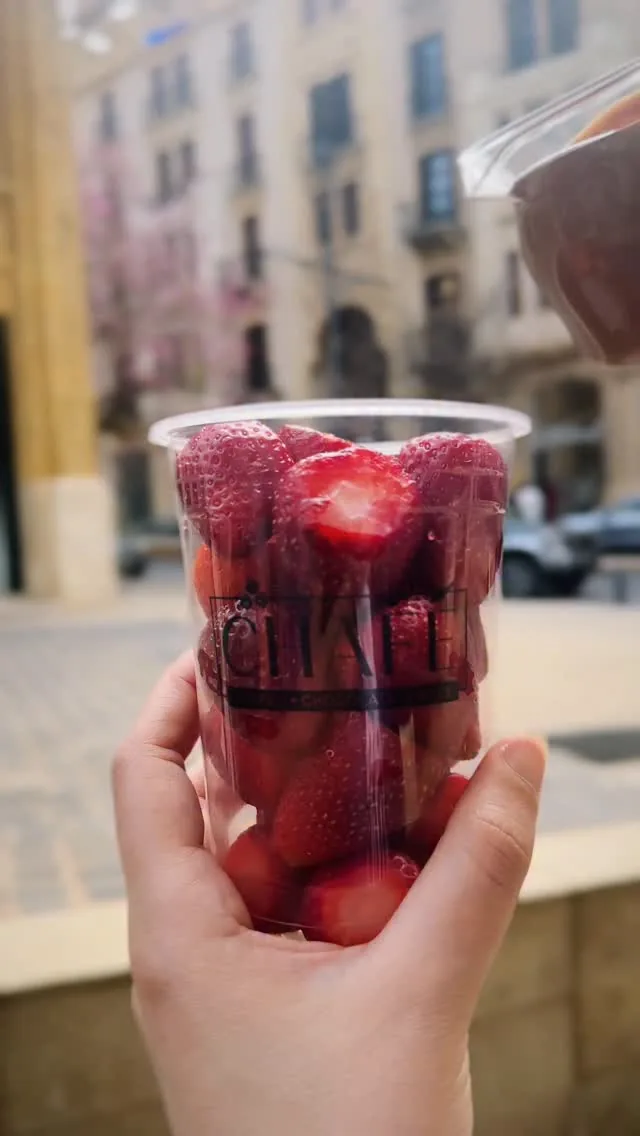 A cup of chocolate-covered strawberries