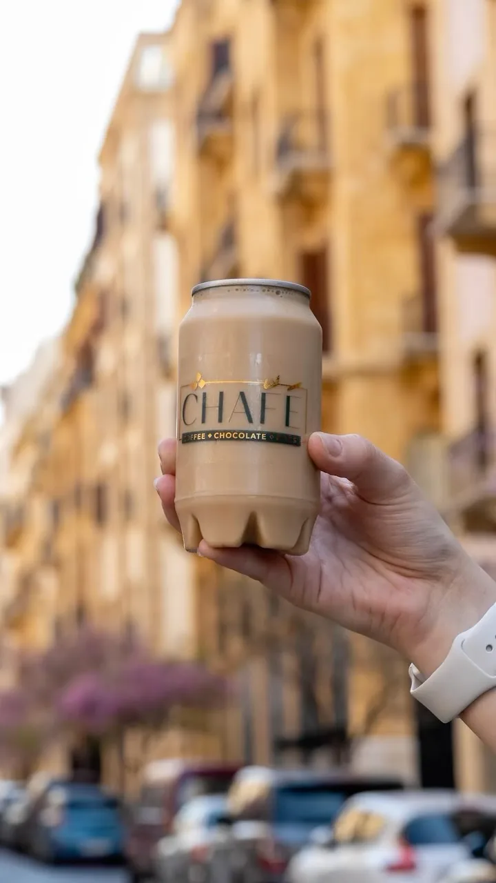 A CHAFÉ can held up to a Downtown Beirut street